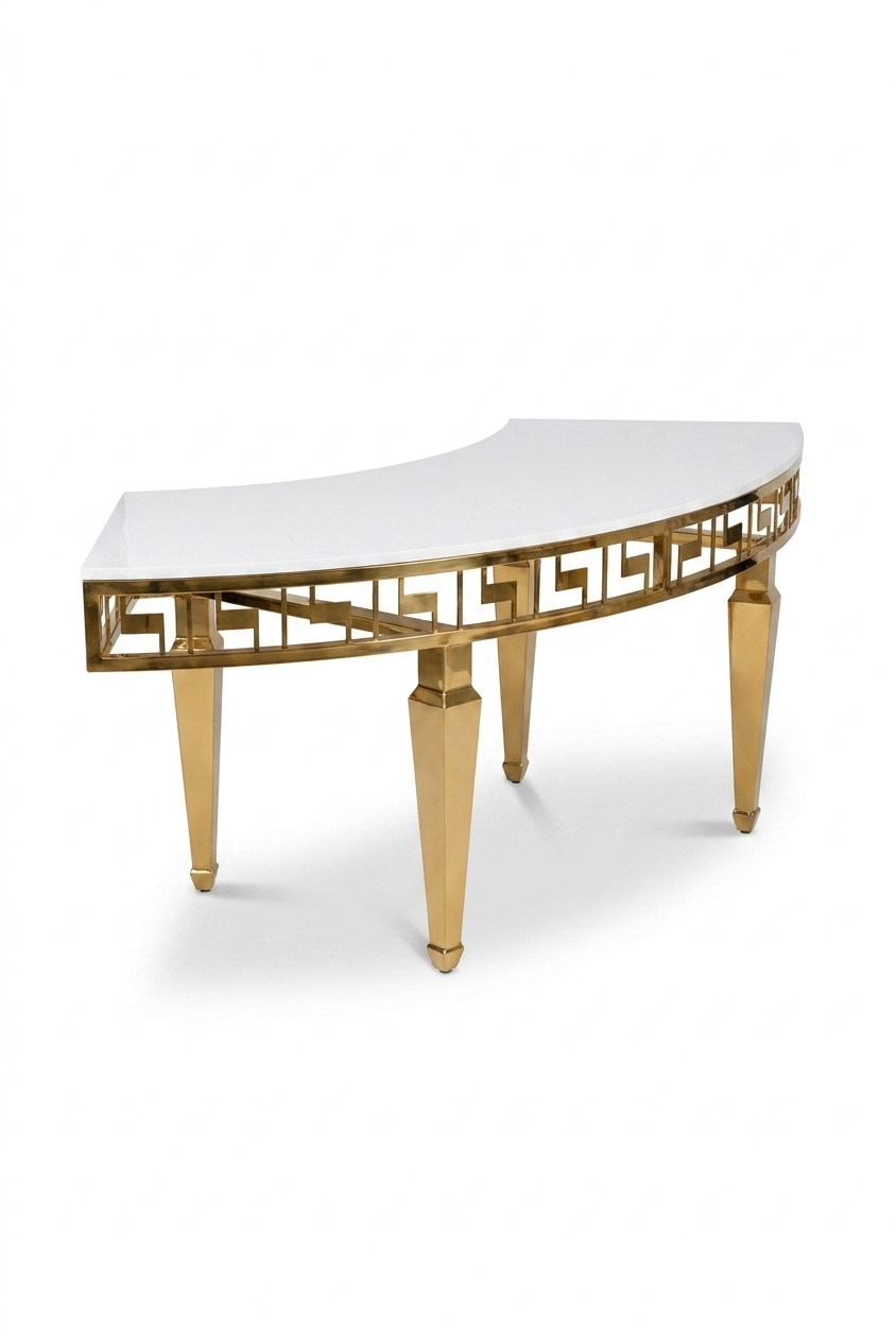 Gold Serpentine Table - White (1 Piece) rental — Event Hub Jamaica
