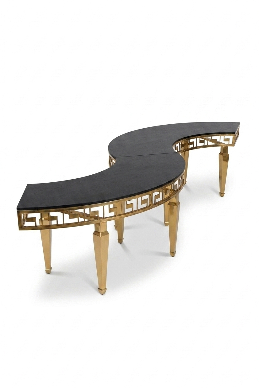Gold Serpentine Table - Black (4 Pieces) view 2