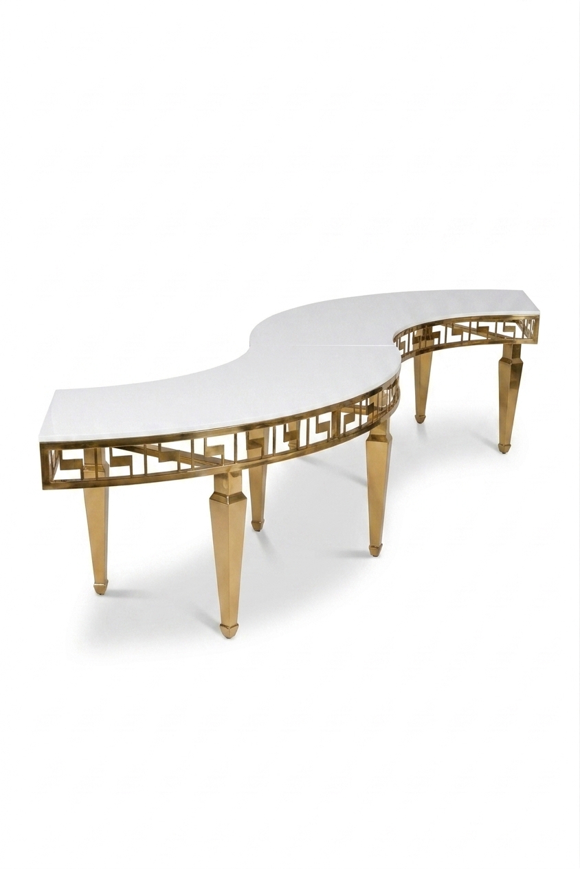 Gold Serpentine Table - White (4 Pieces) view 2