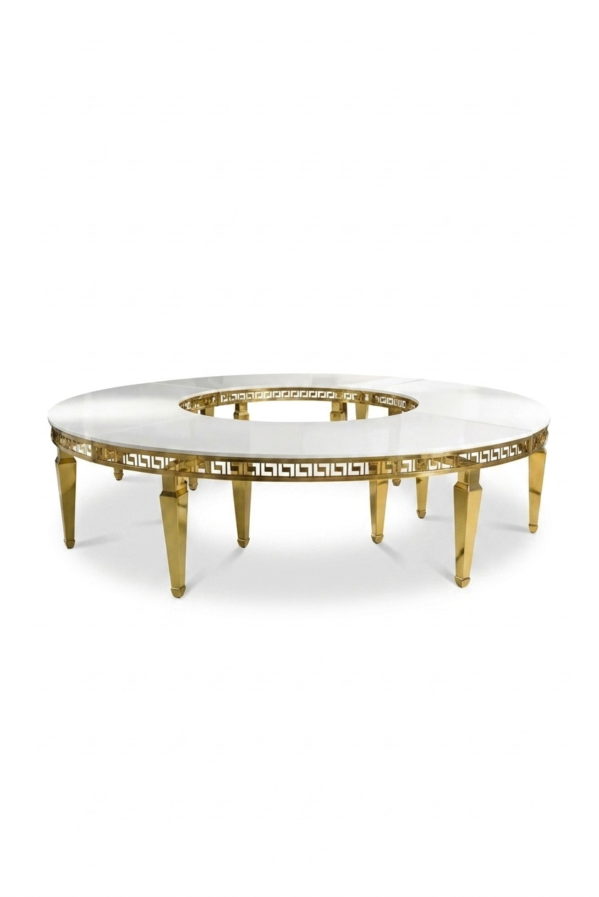 Gold Serpentine Table - White (4 Pieces) rental
