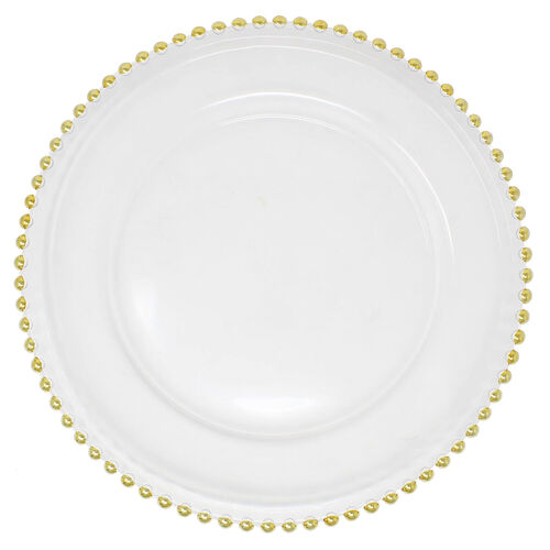 Beaded Rim Charger Plate - Gold rental — Event Hub Jamaica